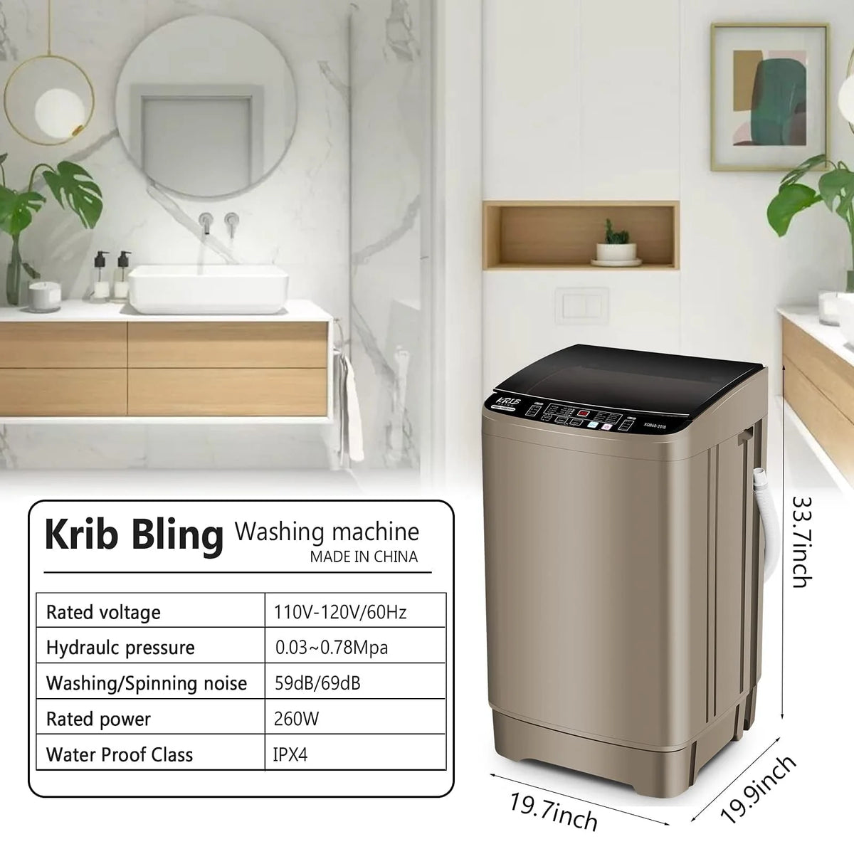 Portable 17.7 lbs Full Automatic Washing Machine N28544