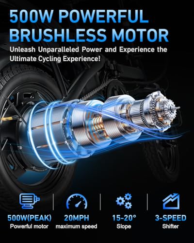Folding Electric Bike with 576WH Removable Battery, 500W Motor, 20MPH G806231