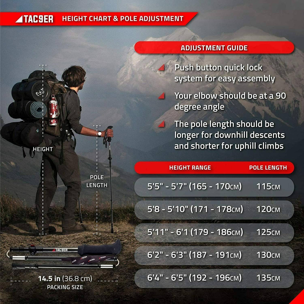 Ultralight Carbon Fiber Adjustable Trekking Poles with Straps E233