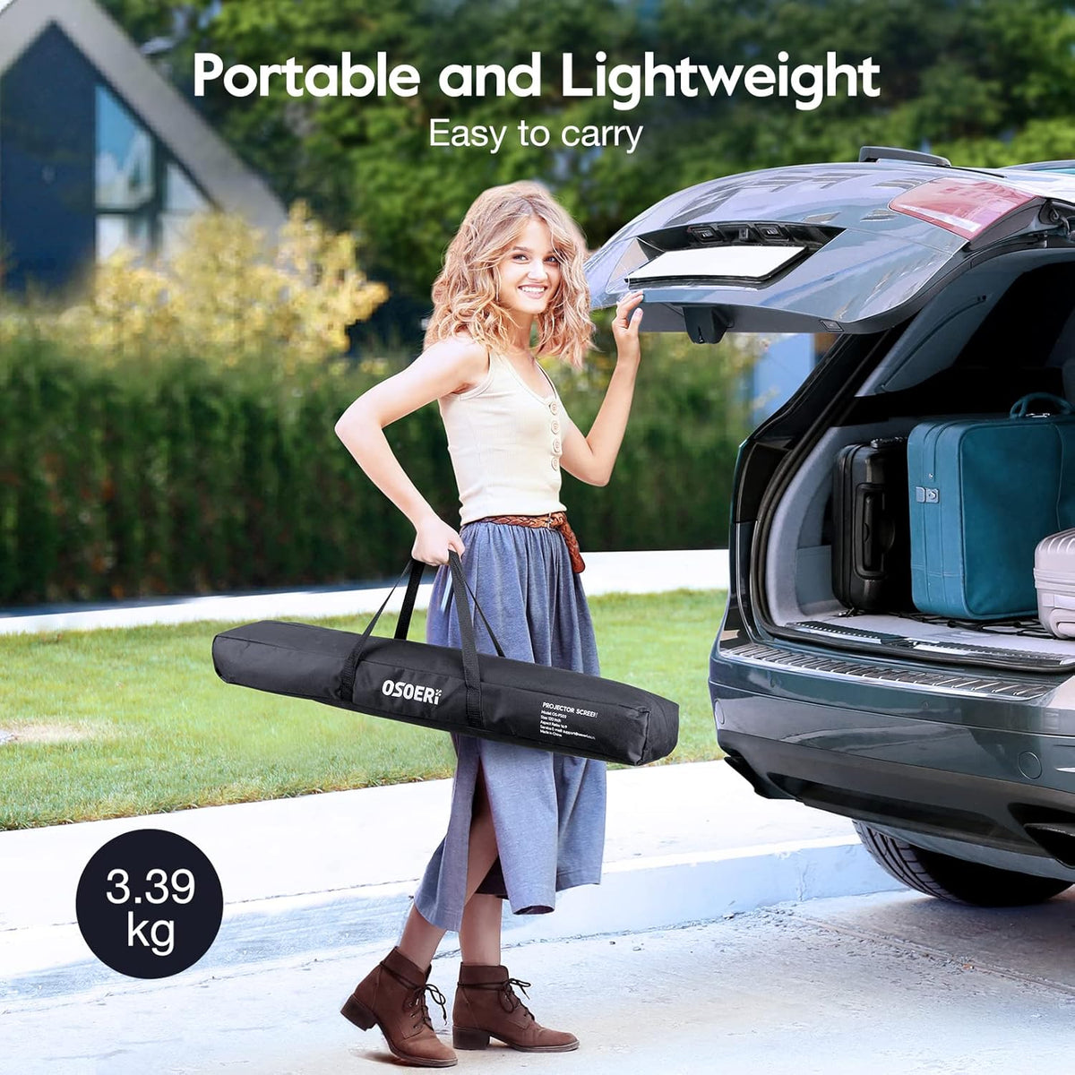 120 inch 16:9 4K Portable Projector Screen with Stand and Carry Bag S707711