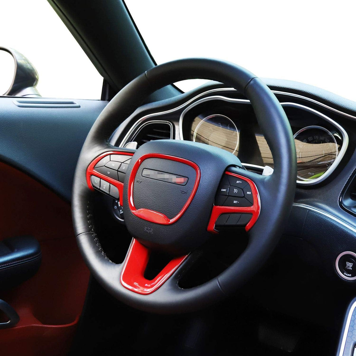 Red Carbon Fiber Texture Steering Wheel Trim X8304