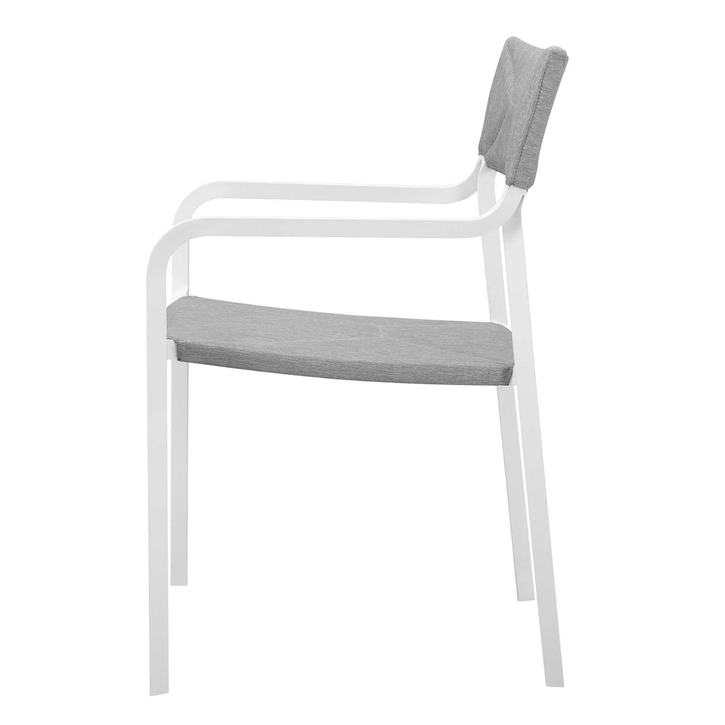 White Grey Aluminum Set of 2 Lounge Chair I78533