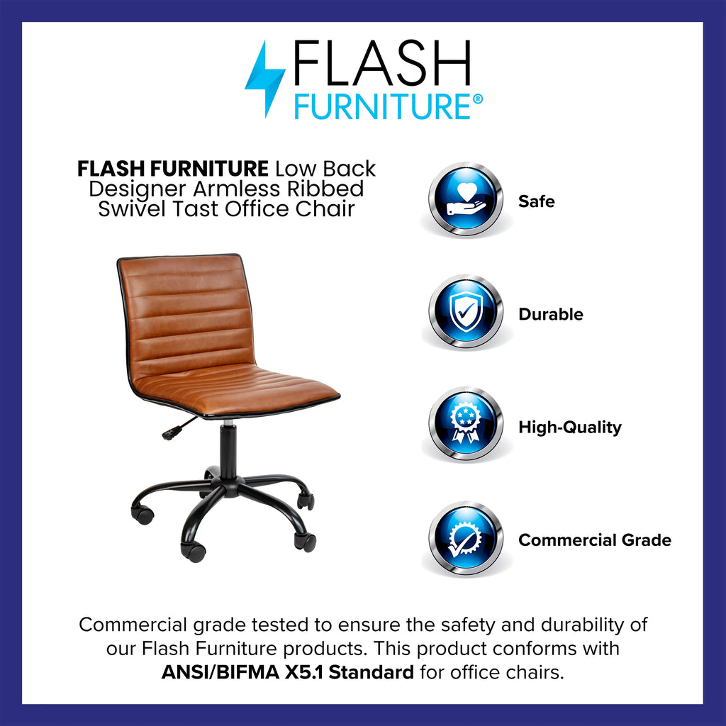 Brown Ribbed Swivel Task Office Chair Y3780