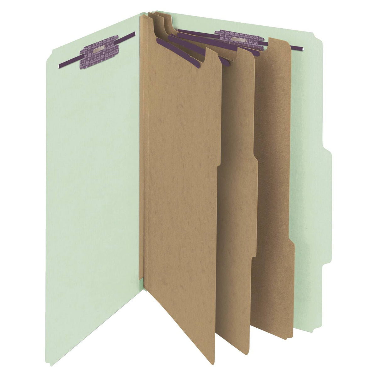 Legal Eight-Section Gray/Green Pressboard Classification Folders 10/Box Z68032
