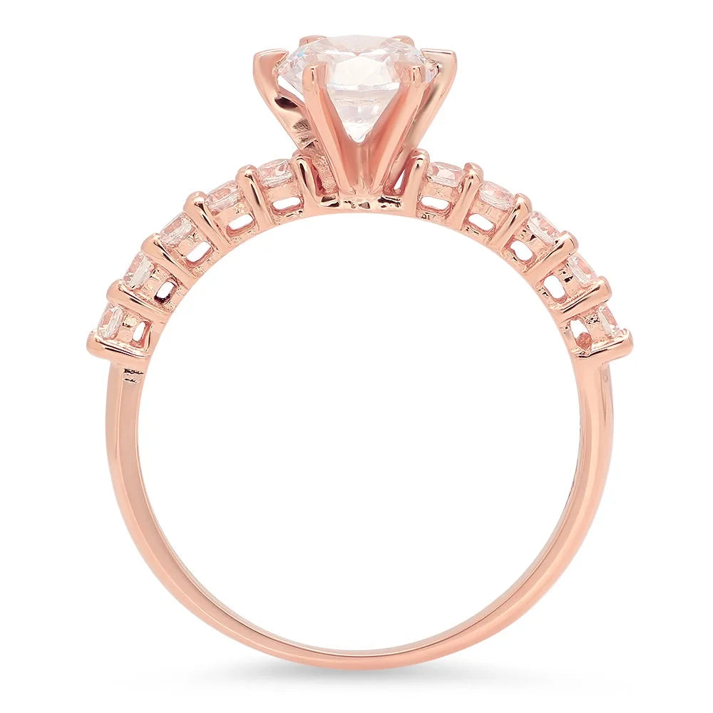 14k Rose Gold Green Simulated Emerald Engagement Ring Size 10.5 W7111
