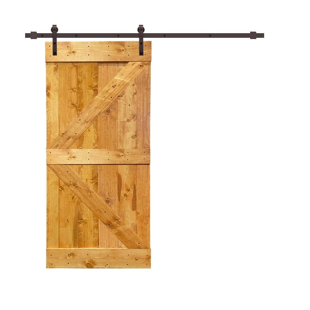 Sage Green Stained Wood Sliding Barn Door with Hardware Kit M3704