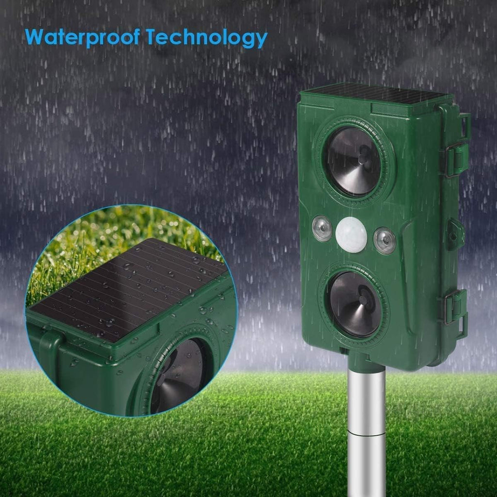 Ultrasonic Solar Animal Deterrent with Motion Sensor and Flashing Lights T443