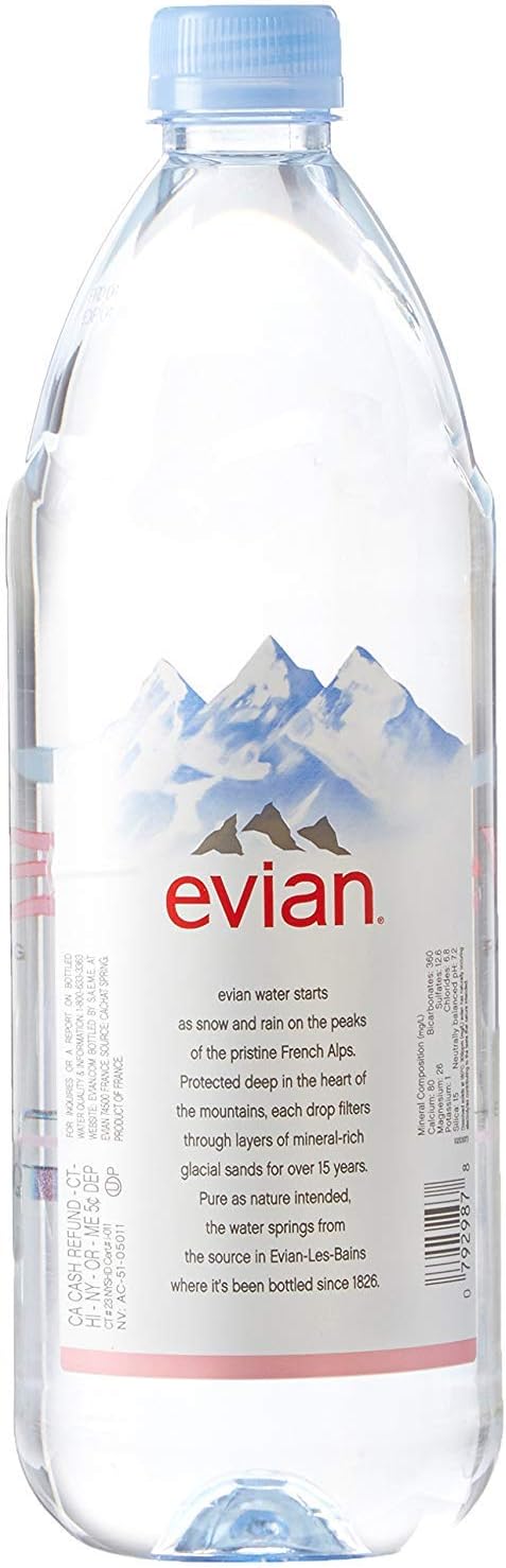 Natural Spring Water, 12 Bottles, 1 Liter C7895