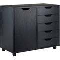 Black 5 Drawer Wood Mobile Side Cabinet J8803