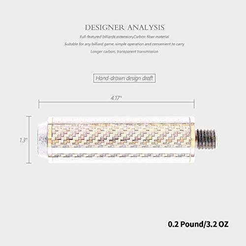 Pool Cue Extension 2'' 3'' 4'' 6'' 8'' 12'' Carbon Fiber Billiard Cue Extension G1230