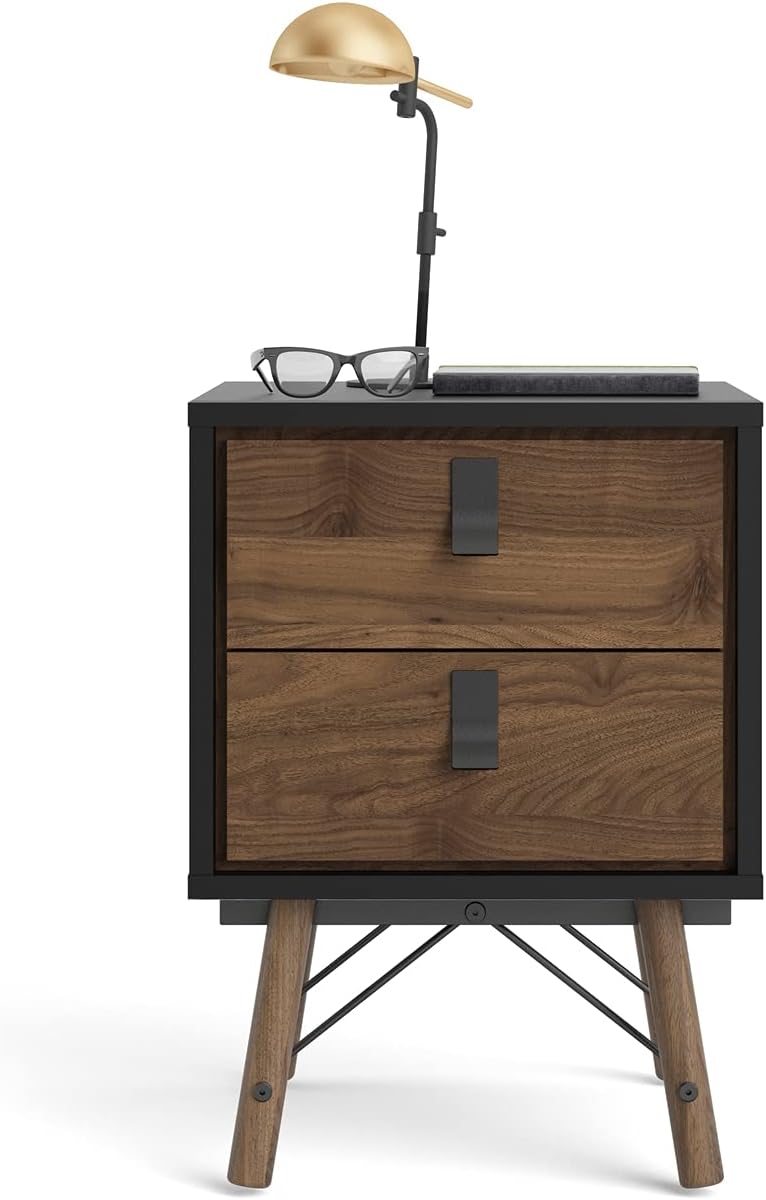 Black Matte 2 Drawer Nightstand K393468