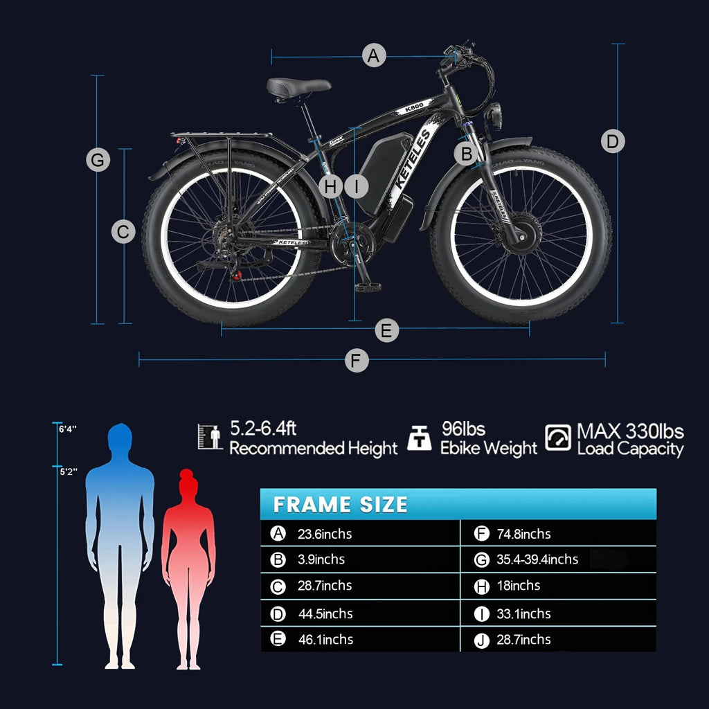 2000W 26" Fat Tire Dual Motor Electric Bike R97761