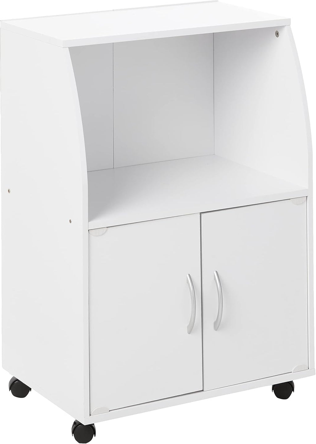 White Microwave Cart with Two Doors and Shelf C22882