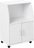 White Microwave Cart with Two Doors and Shelf C22882