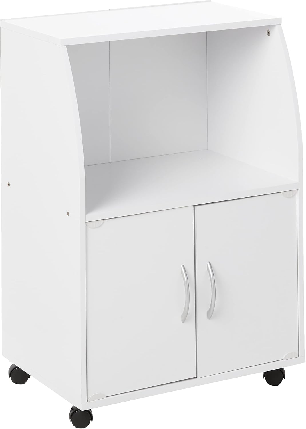 White Microwave Cart with Two Doors and Shelf C22882