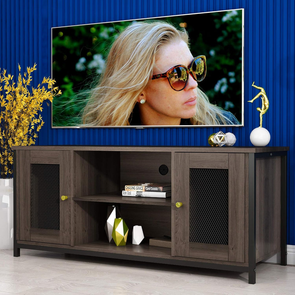 Brown Walnut Entertainment Center Stand with Storage Y2166
