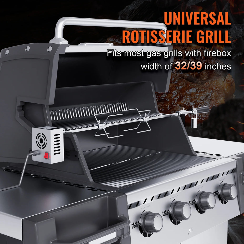 Universal Grill Rotisserie Kit BBQ Roaster 32"/39" Spit Rod Electric Motor S2574