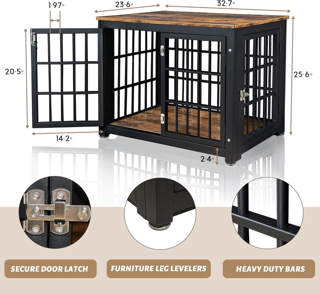 32'' Wood Dog Crate Furniture with Double Doors X8425
