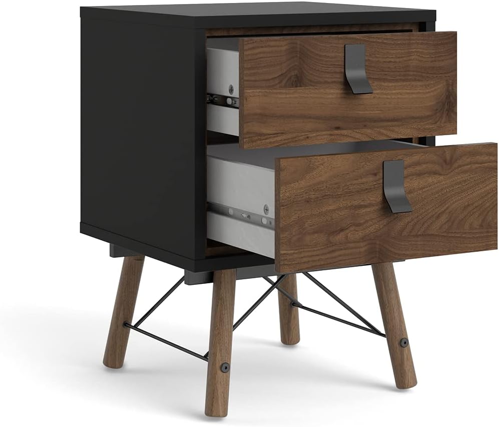 Black Matte 2 Drawer Nightstand K393468