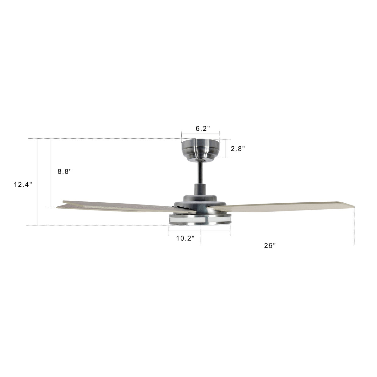 White Modern Wood Ceiling Fan T7609