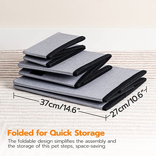 Gray 3 Steps Dog Stairs with Storage K725