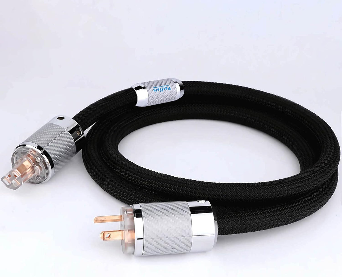12AWG Power Cord Carbon Fibre Red Pure Copper Plug IEC320-C15 T4472