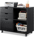 3 Drawer Wood File Cabinet with Storage Shelves, Rustic Brown L88274