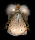 12" Lighted Cream Gold Angel Christmas Tree Topper L416