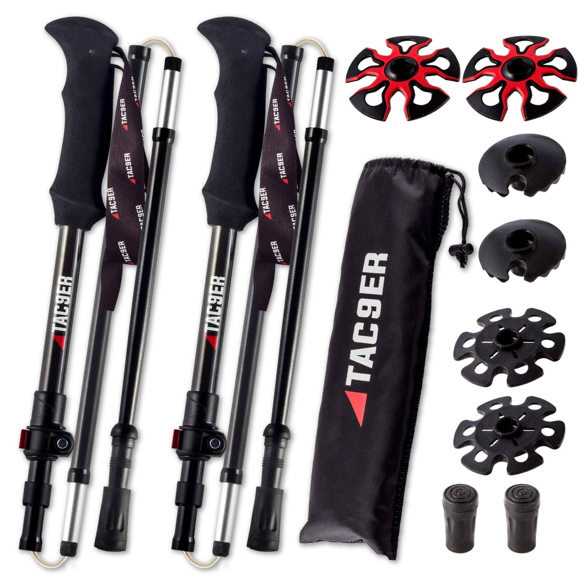 Ultralight Carbon Fiber Adjustable Trekking Poles with Straps E233
