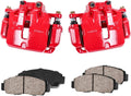 Red Coated Caliper Pair with Ceramic Brake Pads and Hardware Brake Kit T2821