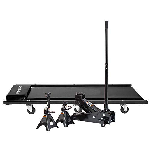 3 Ton Heavy Duty Floor Jack Jack Stands Creeper Combo Black C56822