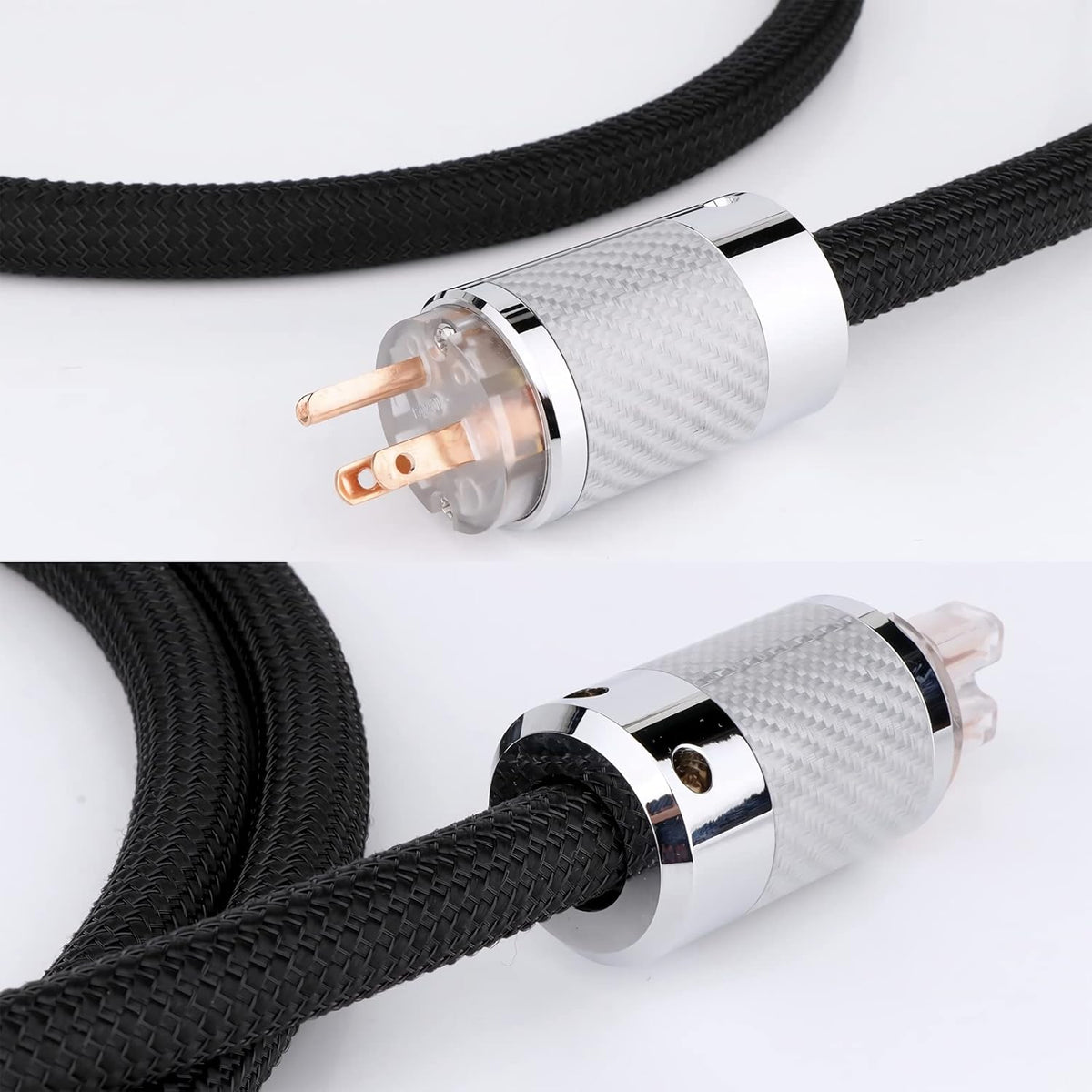 12AWG Power Cord Carbon Fibre Red Pure Copper Plug IEC320-C15 T4472