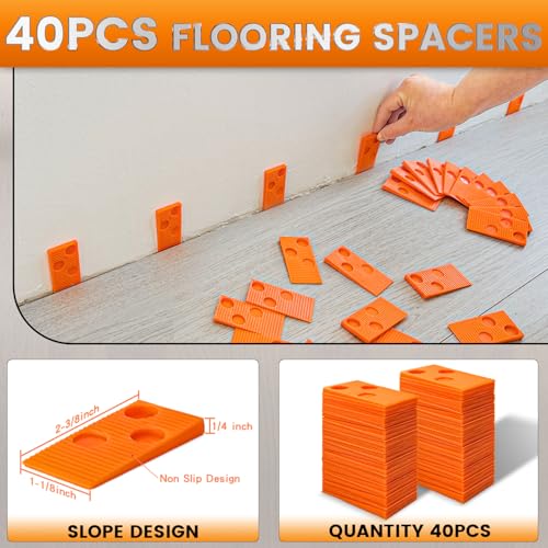Tapping Block for Vinyl Plank Flooring with Notches, Pull Bar, 40Pcs Floor Spacers, Rubber Mallet P4448
