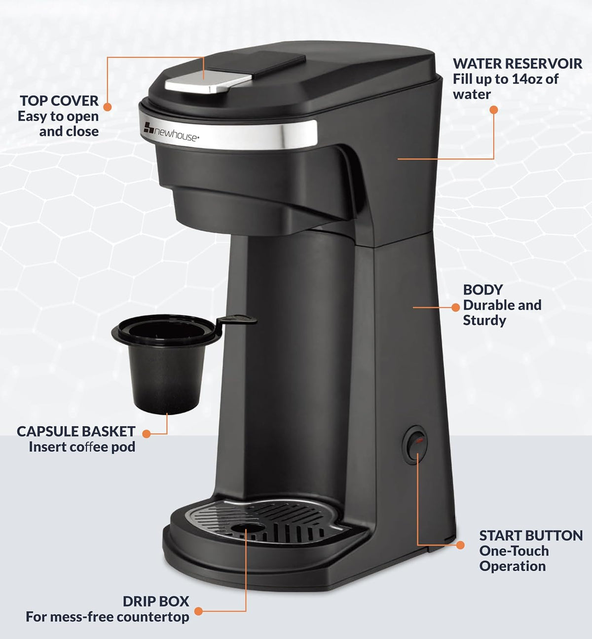 Single Serve Coffee Maker with Water Reservoir O869
