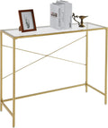 Gold 39.37" Tempered Glass Top Narrow Console Table with Metal Frame K6575