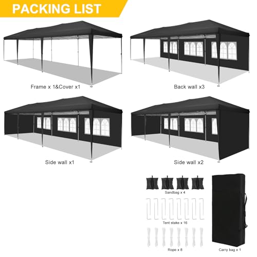 10x20 Pop Up Canopy Tent with 6 Sidewalls White E735916