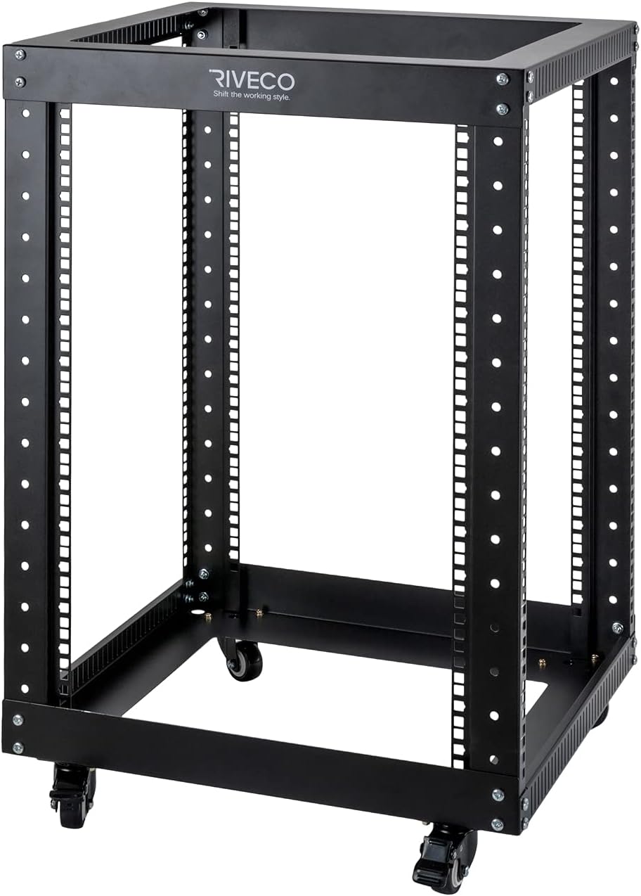 9U Open Frame Server Rack with Casters Black E25576