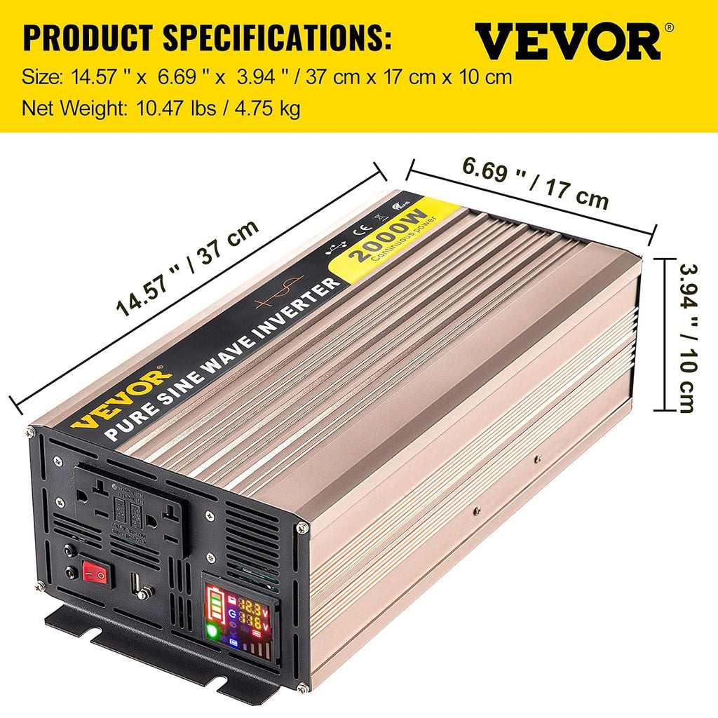 Pure Sine Wave 2000 Watt Power Inverter Y7933