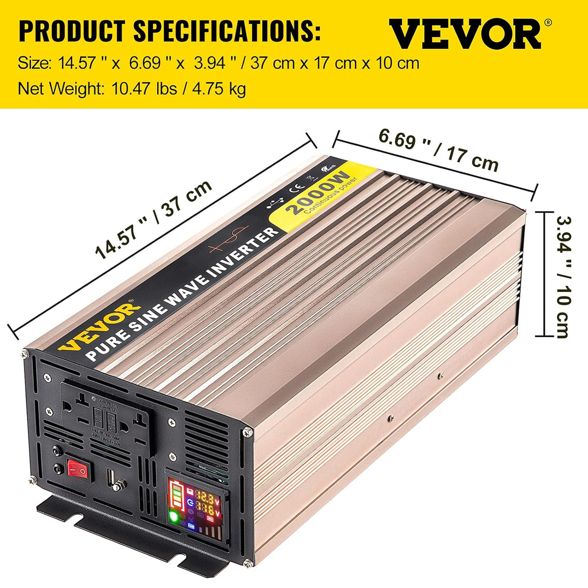 Pure Sine Wave 2000 Watt Power Inverter Y7933