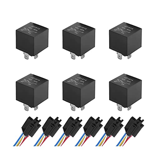 6 Pcs 12V 40 AMP Waterproof Automotive Relay and Harness Set W1179