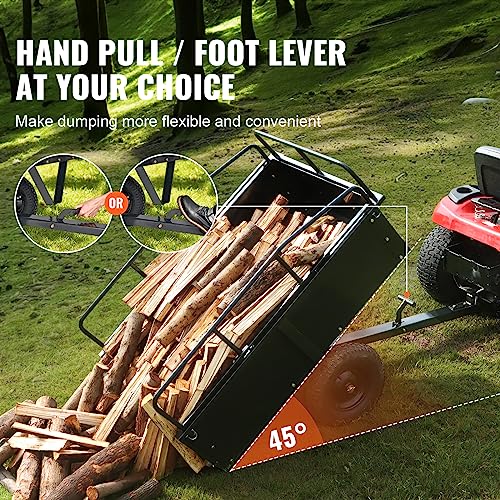 Heavy Duty Steel ATV Dump Cart, 750 lbs, 15 Cubic Feet Garden Utility with Removable Sides Z82487