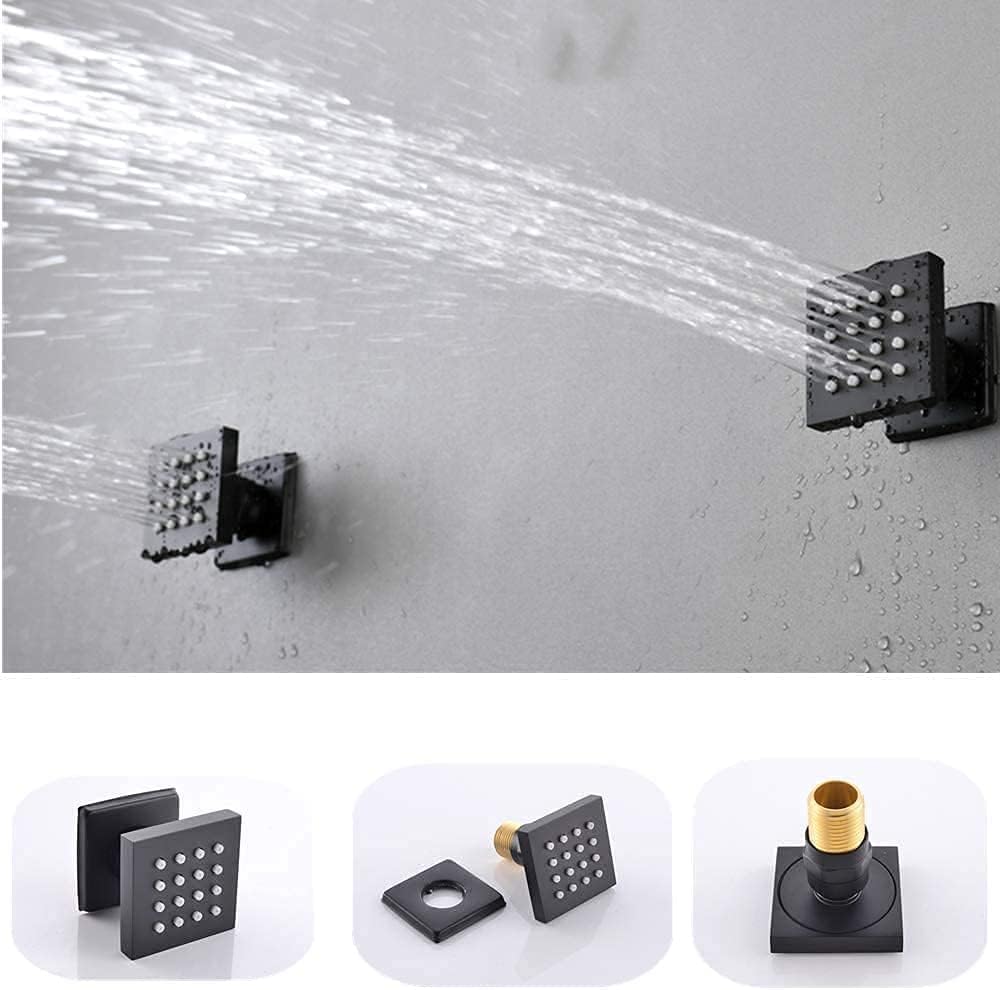 12 Inch Matte Black Thermostatic Rain Shower System Y20030
