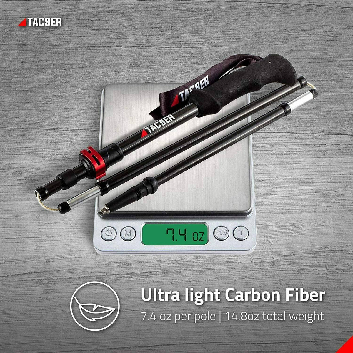 Ultralight Carbon Fiber Adjustable Trekking Poles with Straps E233