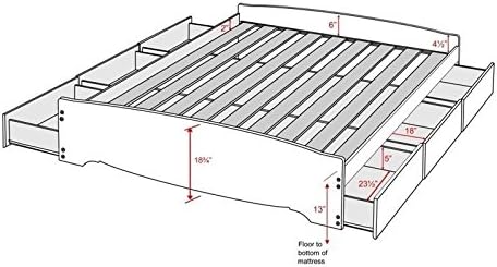 White Queen Bookcase Platform Storage Bed E128571