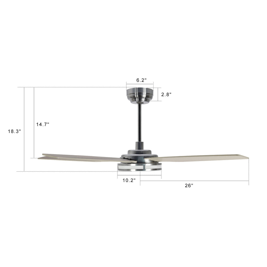 White Modern Wood Ceiling Fan T7609