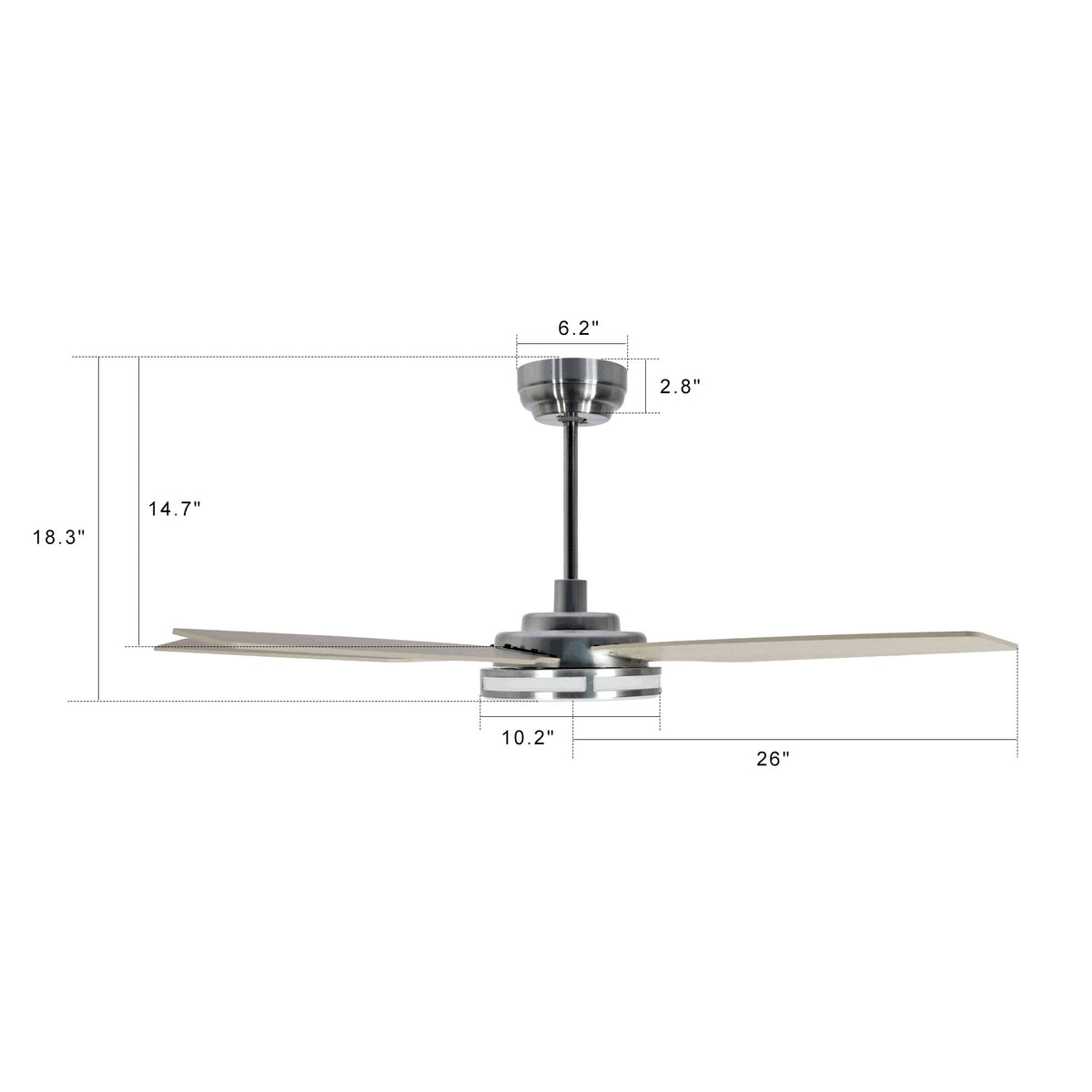 White Modern Wood Ceiling Fan T7609