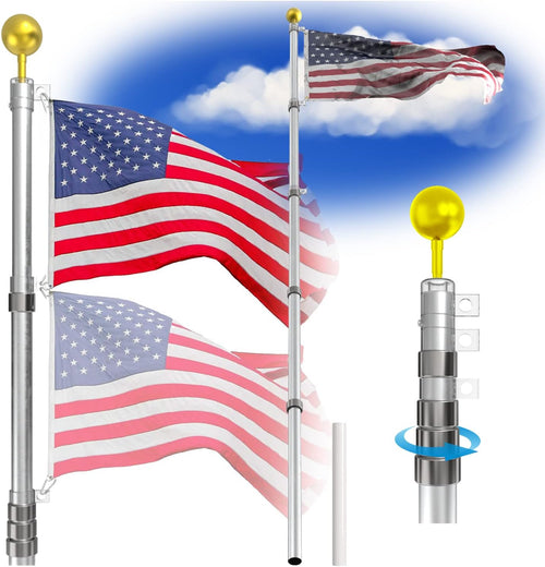 20ft Telescoping Flag Pole Kit with 3x5 American Flag G8989