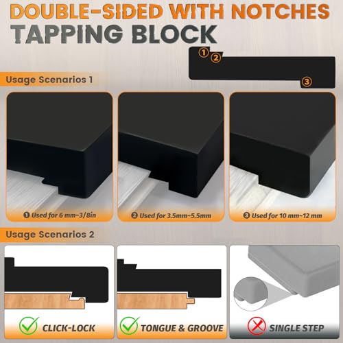 Tapping Block for Vinyl Plank Flooring with Notches, Pull Bar, 40Pcs Floor Spacers, Rubber Mallet P4448