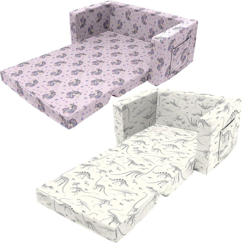 2 Seats Convertible Polyester Kids Sofa with Folding Sleeper M630269
