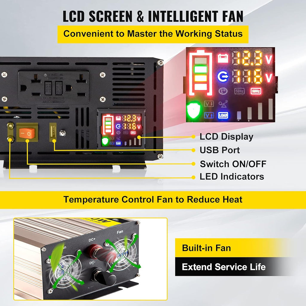 Pure Sine Wave 2000 Watt Power Inverter Y7933